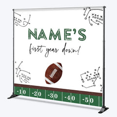 Aperturee - Aperturee Personalized Football First Year Down Birthday Backdrop Custom Name 1st Birthday Party Banner