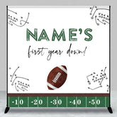 Aperturee - Aperturee Personalized Football First Year Down Birthday Backdrop Custom Name 1st Birthday Party Banner