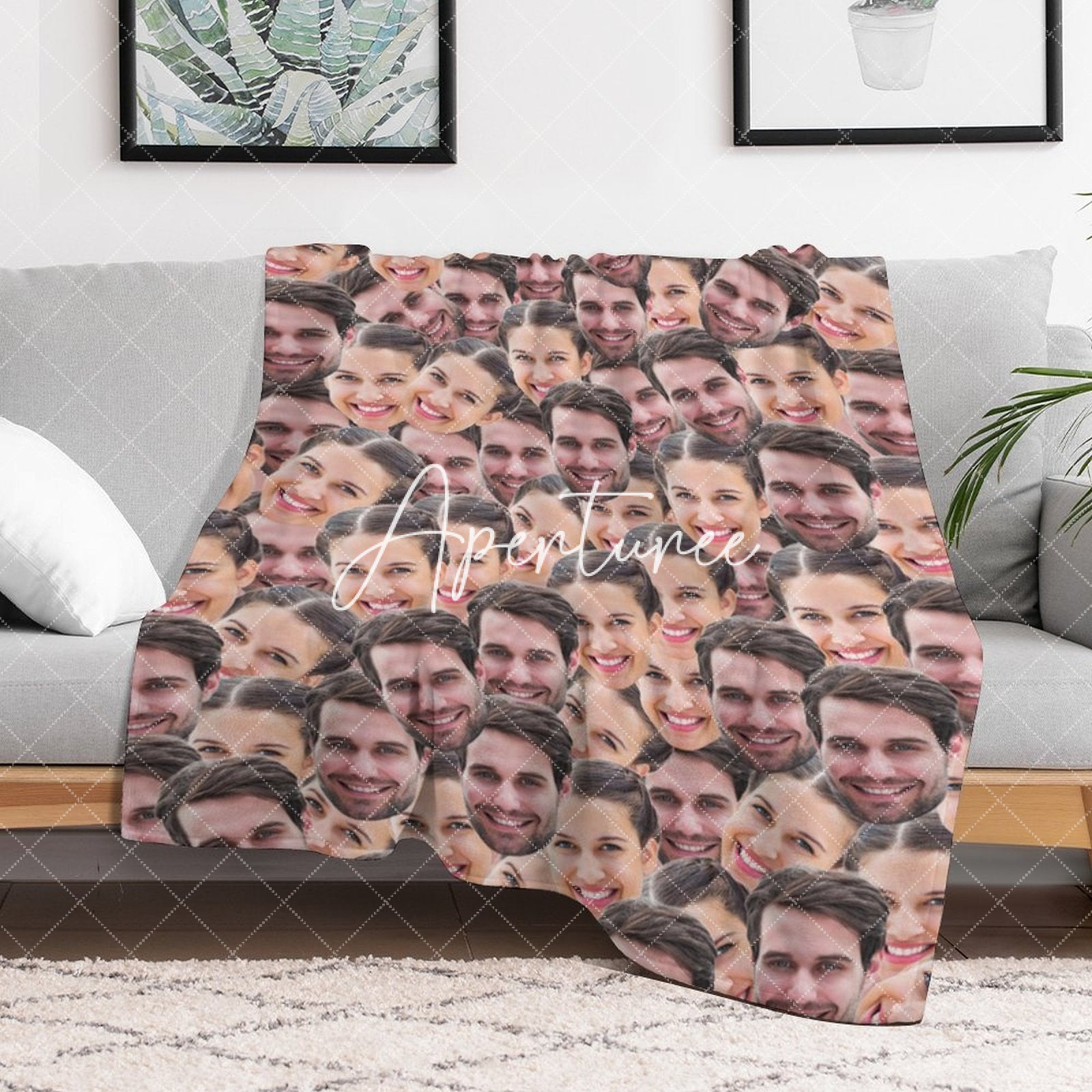 Aperturee - Aperturee Personalized Fun Dense Face Photo Blanket For Gift