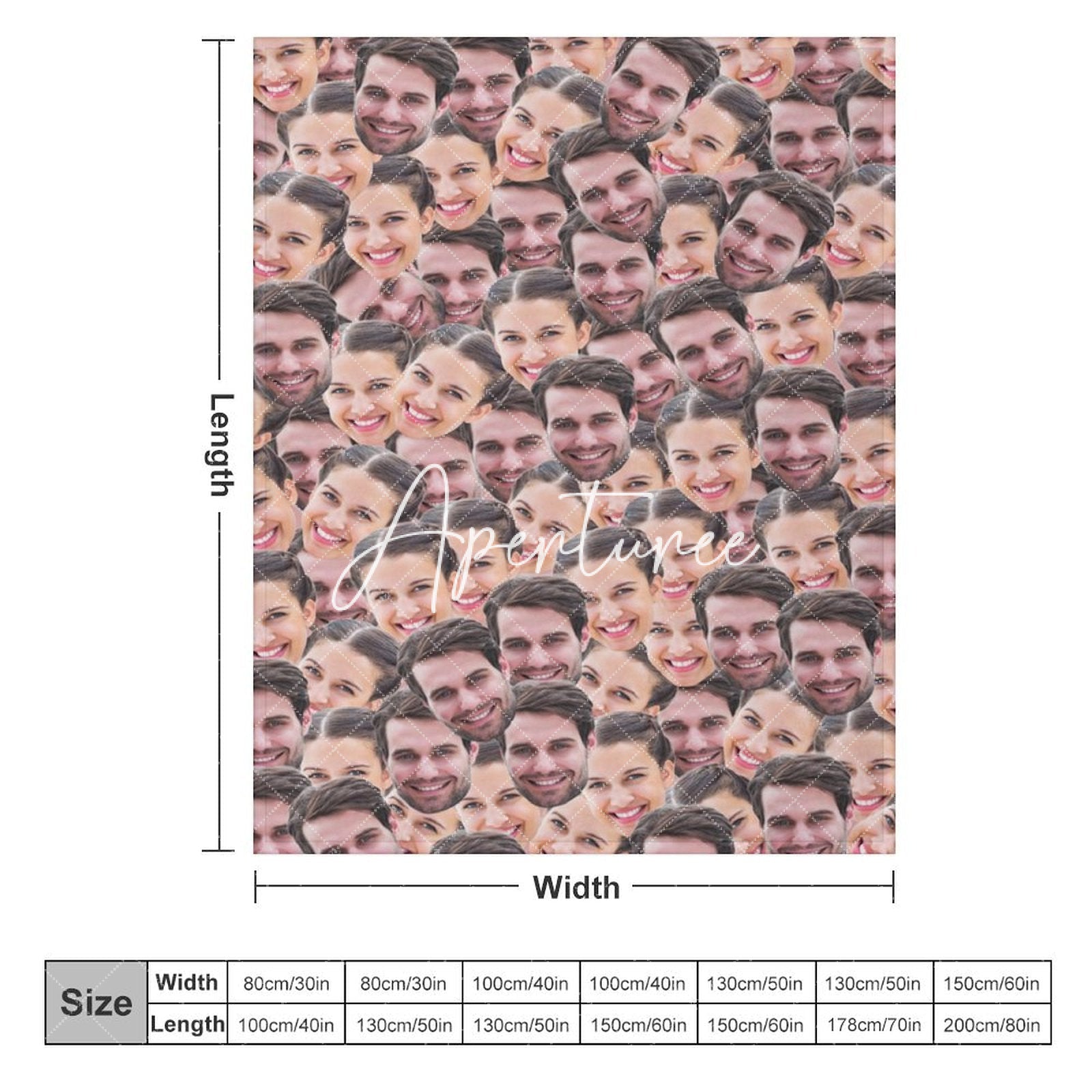 Aperturee - Aperturee Personalized Fun Dense Face Photo Blanket For Gift