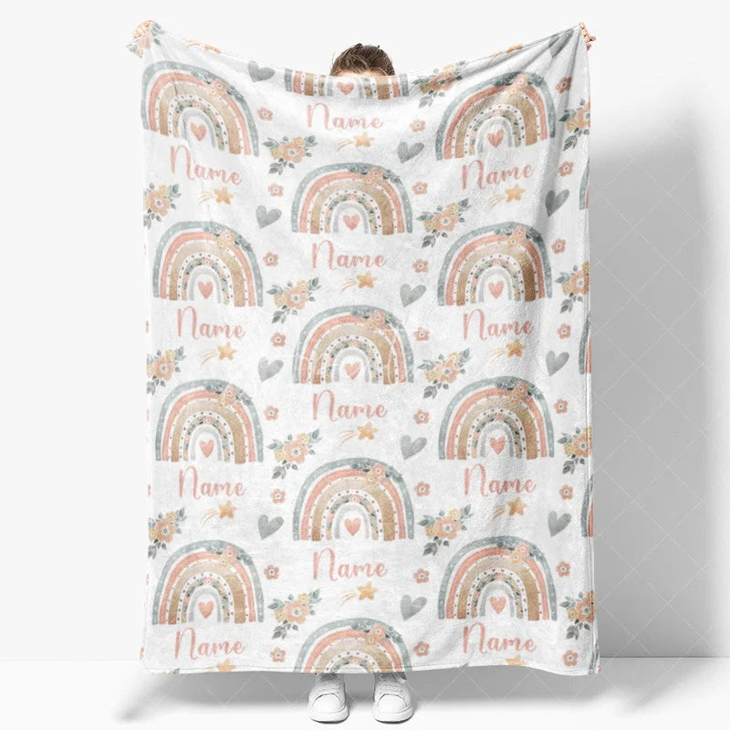 Aperturee - Aperturee Personalized Gingerbread Man Christmas Blanket with Custom Name Fun Holiday Cookie Print Red Xmas Gift for Kids