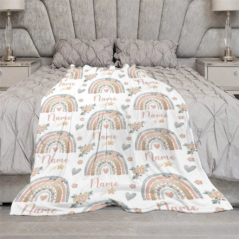 Aperturee - Aperturee Personalized Gingerbread Man Christmas Blanket with Custom Name Fun Holiday Cookie Print Red Xmas Gift for Kids