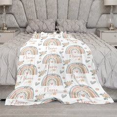 Aperturee - Aperturee Personalized Gingerbread Man Christmas Blanket with Custom Name Fun Holiday Cookie Print Red Xmas Gift for Kids