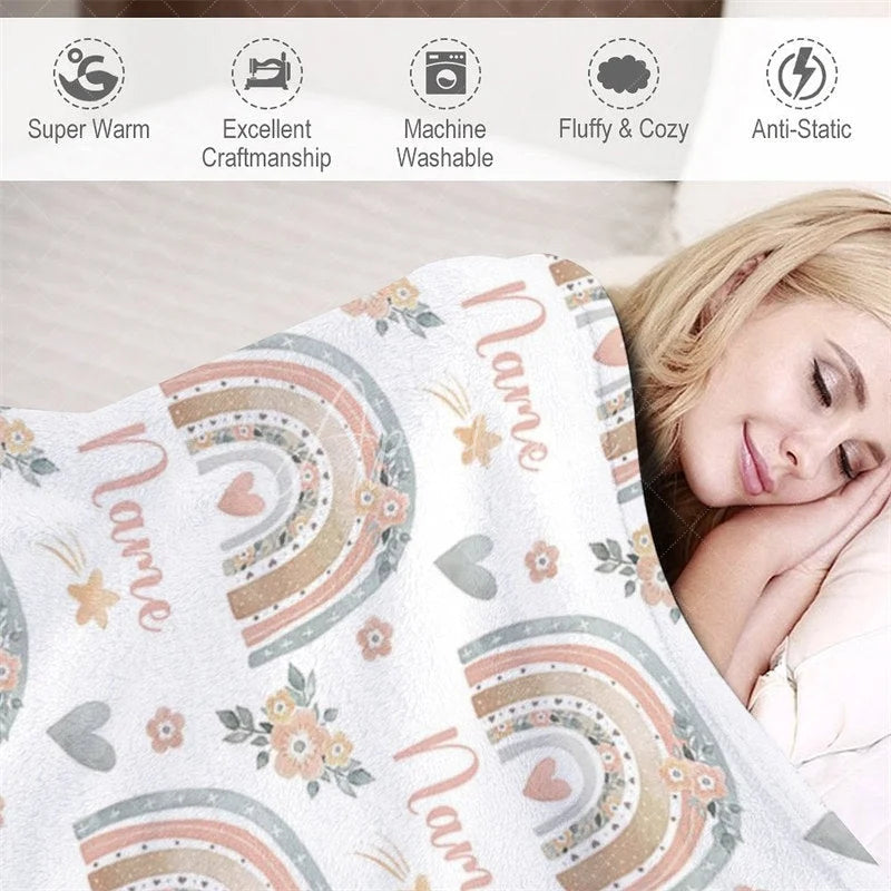 Aperturee - Aperturee Personalized Gingerbread Man Christmas Blanket with Custom Name Fun Holiday Cookie Print Red Xmas Gift for Kids