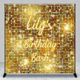 Aperturee - Aperturee Personalized Gold Glitter Custom Birthday Backdrop Sparkling Sequin Design for Festive Party Celebration Decor