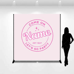 Aperturee - Aperturee Personalized Let is Go Party Custom Birthday Backdrop Retro Pink Circle Logo and Minimalist Event Decor