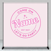Aperturee - Aperturee Personalized Let is Go Party Custom Birthday Backdrop Retro Pink Circle Logo and Minimalist Event Decor