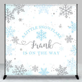Aperturee - Aperturee Personalized Little Snowflake Baby Shower Backdrop Blue and Silver Glitter Winter Wonderland Decor for Boy