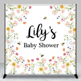 Aperturee - Aperturee Personalized Mommy to Bee Baby Shower Backdrop Wildflower and Honey Bee Custom Name Garden Party Decor
