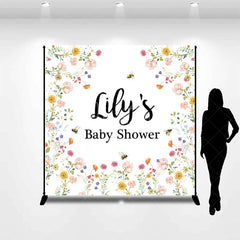Aperturee - Aperturee Personalized Mommy to Bee Baby Shower Backdrop Wildflower and Honey Bee Custom Name Garden Party Decor