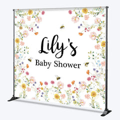 Aperturee - Aperturee Personalized Mommy to Bee Baby Shower Backdrop Wildflower and Honey Bee Custom Name Garden Party Decor