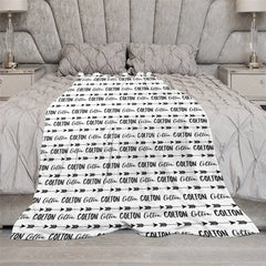 Aperturee - Aperturee Personalized Name Blanket for Baby Boy Modern Boho with Arrows in Black and White Custom Nursery Decor Gift