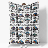 Aperturee - Aperturee Personalized Name Blanket for Boy Custom Monster Truck Baby Blanket Racing Car Nursery Decor Swaddle