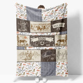 Aperturee - Aperturee Personalized Name Blanket for Boy Custom Western Cowboy Patchwork Rustic Wild West Nursery Decor