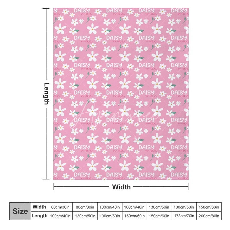 Aperturee - Aperturee Personalized Name Blanket for Girl Custom Baby Blanket with Daisy Pink Floral Nursery Decor Swaddle