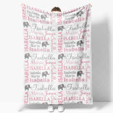Aperturee - Aperturee Personalized Name Blanket for Girl Custom Baby Blanket with Elephant Pink and Grey Nursery Decor Swaddle