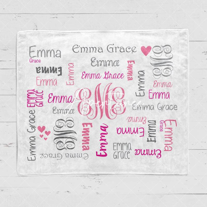 Aperturee - Aperturee Personalized Newborn Swaddle Baby Name Blanket