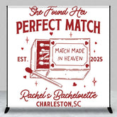 Aperturee - Aperturee Personalized Perfect Match Bridal Shower Backdrop Bachelorette Party and Matchbox Theme Decoration