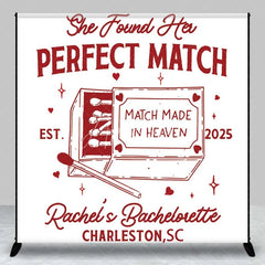 Aperturee - Aperturee Personalized Perfect Match Bridal Shower Backdrop Bachelorette Party and Matchbox Theme Decoration