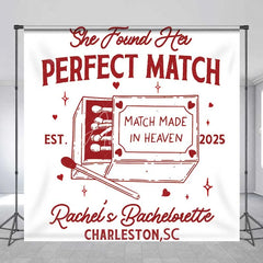 Aperturee - Aperturee Personalized Perfect Match Bridal Shower Backdrop Bachelorette Party and Matchbox Theme Decoration