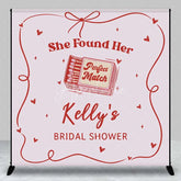 Aperturee - Aperturee Personalized Perfect Match Bridal Shower Backdrop Vintage Matchbox and Hearts Party Decoration