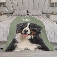 Aperturee - Aperturee Personalized Pet Blanket with Custom Dog Name and Photo Single Portrait Style Memorial Gift for Dog Lovers