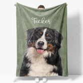 Aperturee - Aperturee Personalized Pet Blanket with Custom Dog Name and Photo Single Portrait Style Memorial Gift for Dog Lovers