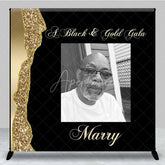Aperturee - Aperturee Personalized Photo Custom Birthday Backdrop Black and Gold Glitter Gala Men Women Party Photography Background
