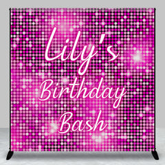 Aperturee - Aperturee Personalized Pink Disco Birthday Backdrop Glitter Sequin Wall Effect Photo Banner Custom Name Bachelorette Party Decor