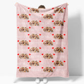 Aperturee - Aperturee Personalized Red Heart Pink Bestie Photos Blanket