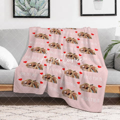 Aperturee - Aperturee Personalized Red Heart Pink Bestie Photos Blanket