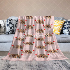 Aperturee - Aperturee Personalized Red Heart Pink Bestie Photos Blanket