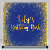 Aperturee - Aperturee Personalized Royal Blue and Gold Glitter Birthday Custom Backdrop Sparkling Party Celebration Decor