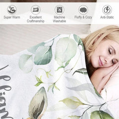 Aperturee - Aperturee Personalized Safari Animals Blanket with Custom Name Cute Jungle Lion Elephant Giraffe Zebra Nursery Decor