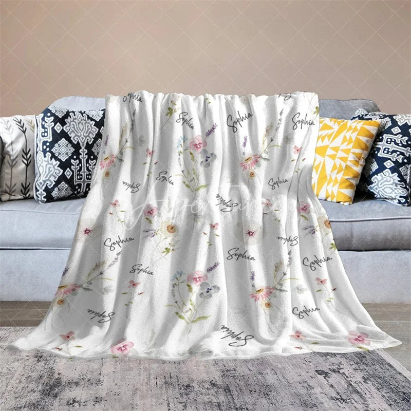 Aperturee - Aperturee Personalized Santa Claus Christmas Blanket with Custom Name Cute Father Christmas Fun Red Holiday Xmas Gift