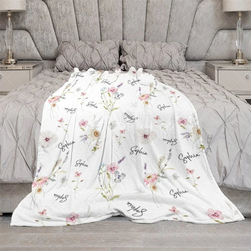 Aperturee - Aperturee Personalized Santa Claus Christmas Blanket with Custom Name Cute Father Christmas Fun Red Holiday Xmas Gift