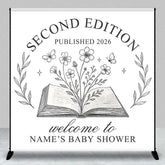 Aperturee - Aperturee Personalized Second Edition Custom Baby Shower Backdrop Vintage Book and Wildflowers Storybook Decor
