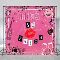 Aperturee - Aperturee Personalized So Fetch Pink Y2K Birthday Backdrop Custom Name Mean Girls Theme Party Banner