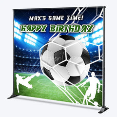 Aperturee - Aperturee Personalized Soccer Ball Goal Net Backdrop with Stadium Lights Game Time Birthday Party