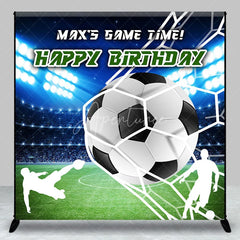 Aperturee - Aperturee Personalized Soccer Ball Goal Net Backdrop with Stadium Lights Game Time Birthday Party