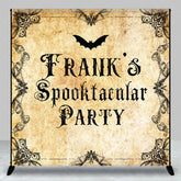 Aperturee - Aperturee Personalized Spooktacular Halloween Party Backdrop Vintage Gothic Frame with Bats Custom Name Haunted Decor