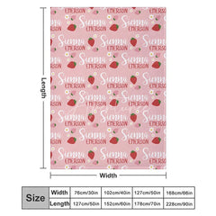 Aperturee - Aperturee Personalized Strawberry Blanket with Custom Name Berry Sweet Fruit Theme for Baby Girl Nursery Decor Gift
