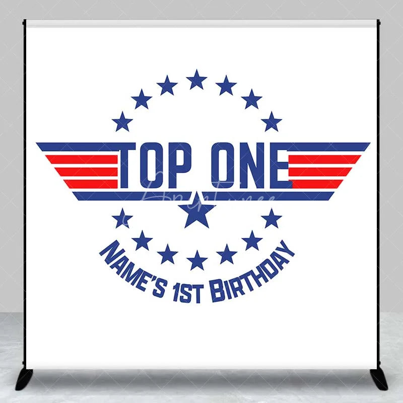 Aperturee - Aperturee Personalized Top One Pilot Birthday Backdrop Maverick Style First Birthday Wings Party Decoration