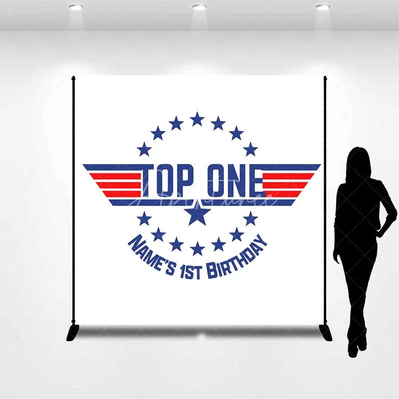 Aperturee - Aperturee Personalized Top One Pilot Birthday Backdrop Maverick Style First Birthday Wings Party Decoration