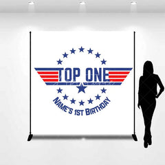 Aperturee - Aperturee Personalized Top One Pilot Birthday Backdrop Maverick Style First Birthday Wings Party Decoration