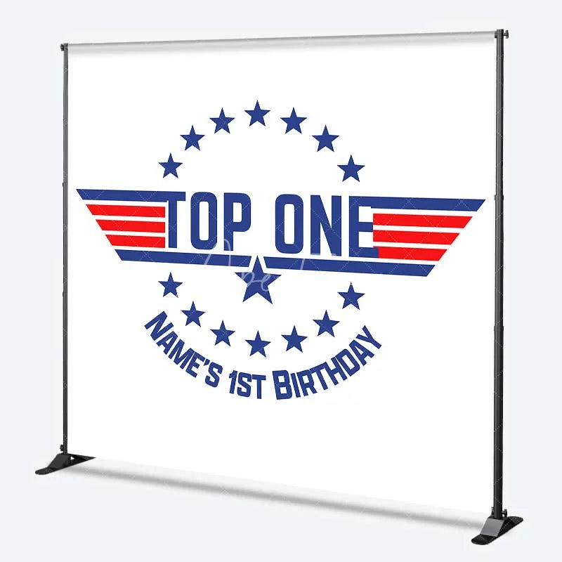 Aperturee - Aperturee Personalized Top One Pilot Birthday Backdrop Maverick Style First Birthday Wings Party Decoration