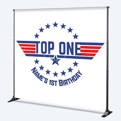 Aperturee - Aperturee Personalized Top One Pilot Birthday Backdrop Maverick Style First Birthday Wings Party Decoration