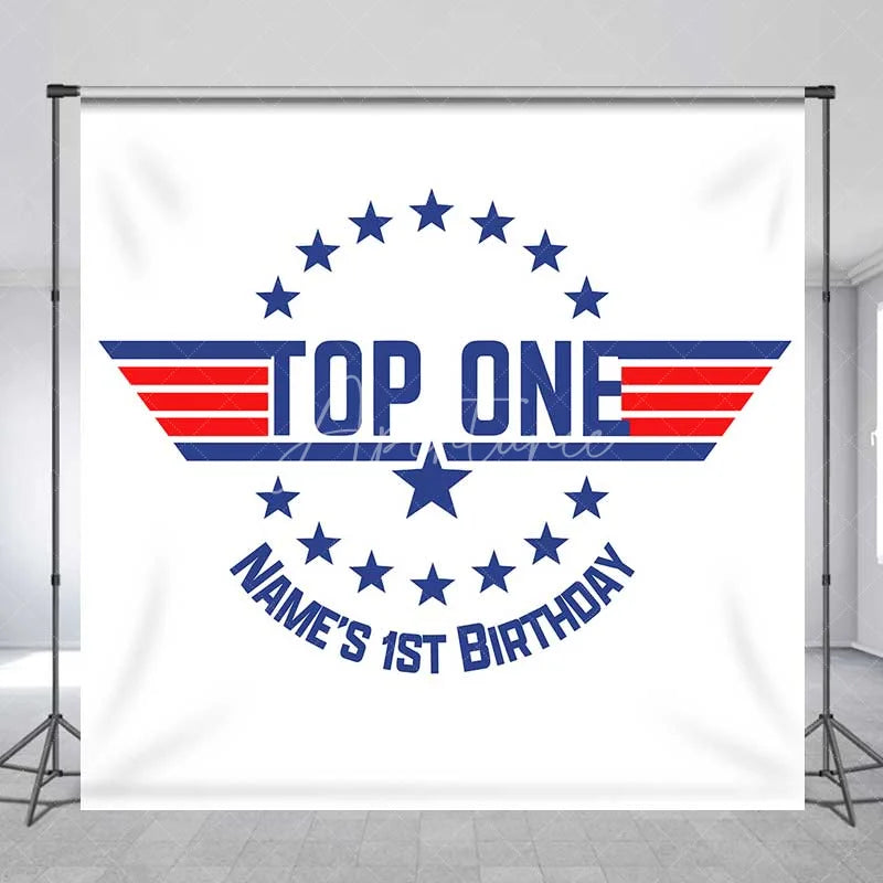 Aperturee - Aperturee Personalized Top One Pilot Birthday Backdrop Maverick Style First Birthday Wings Party Decoration