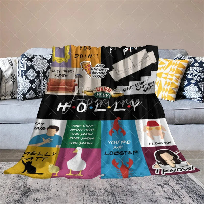 Aperturee - Aperturee Personalized TV Show Theme Blanket Custom Name Comedy Series Coffee Shop Lobster Couch Gift