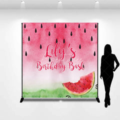 Aperturee - Aperturee Personalized Watermelon Birthday Bash Custom Backdrop Vibrant Pink and Green Summer Party Decor
